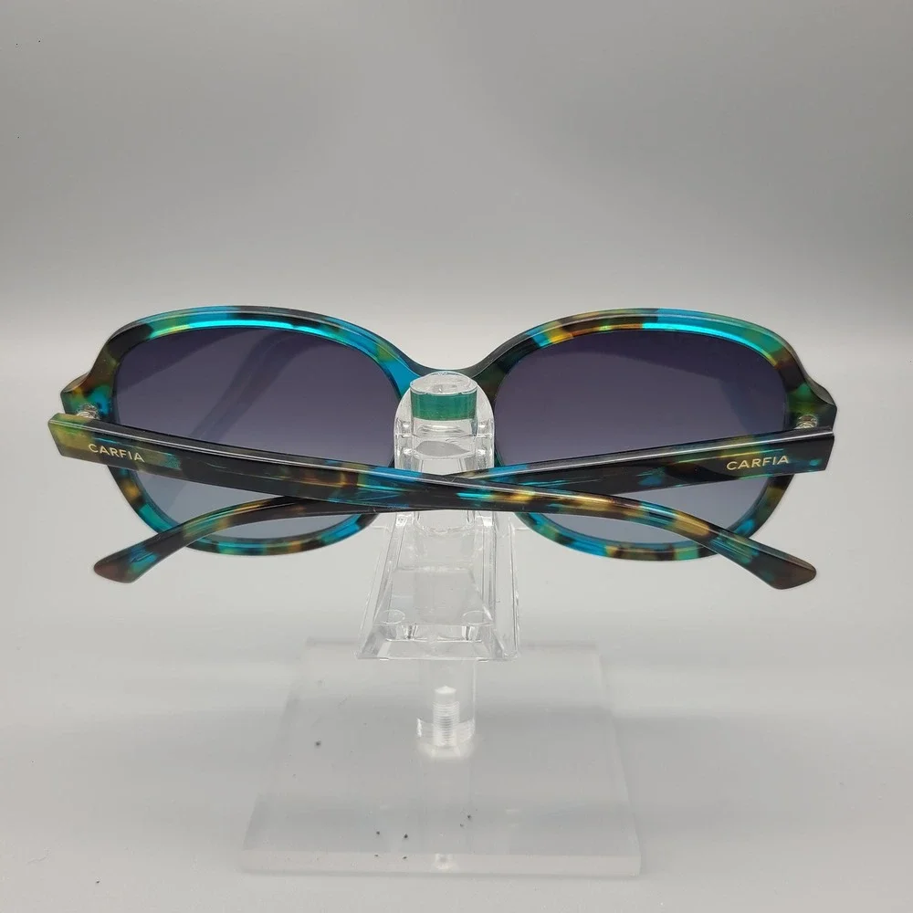 Carfia CA2024 C02 Blue Green Tortoise Polarized Oval Sunglasses 57-17-145